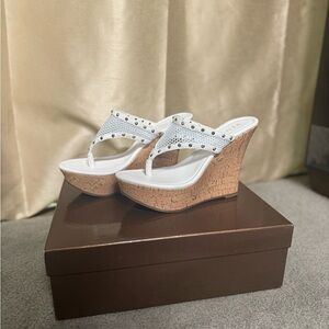 VENUS White Wedge Sandals. 4 inch.